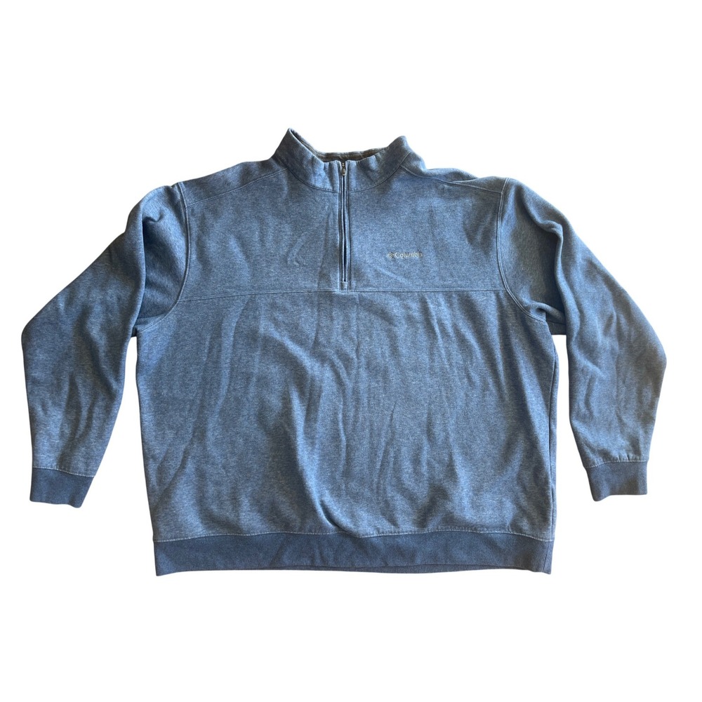 Columbia Mens 4X Blue Hart Mountain II Quarter Zip Fleece Cotton Pullover Casual